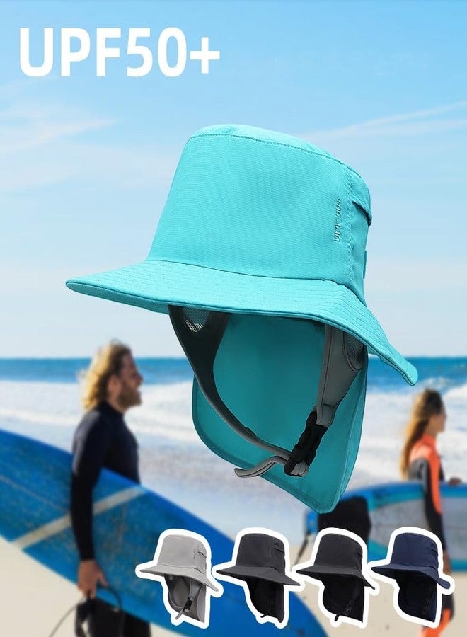 Ducclucc UPF 50+ Surf Bucket Hat with Removable Neck Flap & Adjustable Chin Strap Waterproof Surf Hat for Men Women Surfing Kayaking Watersports (US, Alpha, One Size, Black) - Image 2